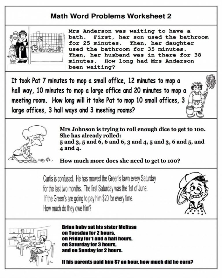 Printable 2nd Grade Math Word Problems Worksheets - Free Printable