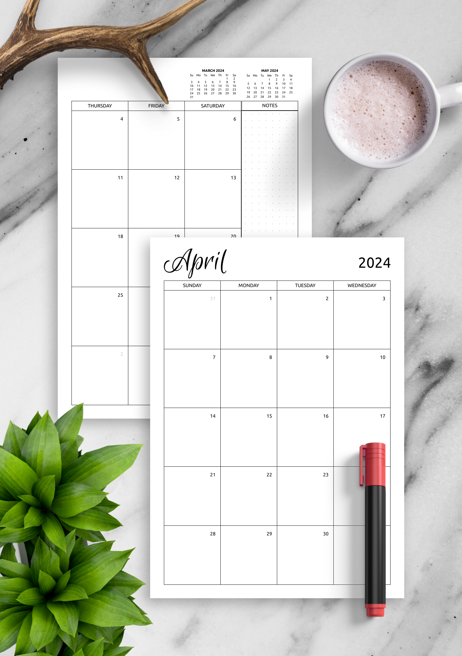 Printable Monthly Calendar Template - Free Printable